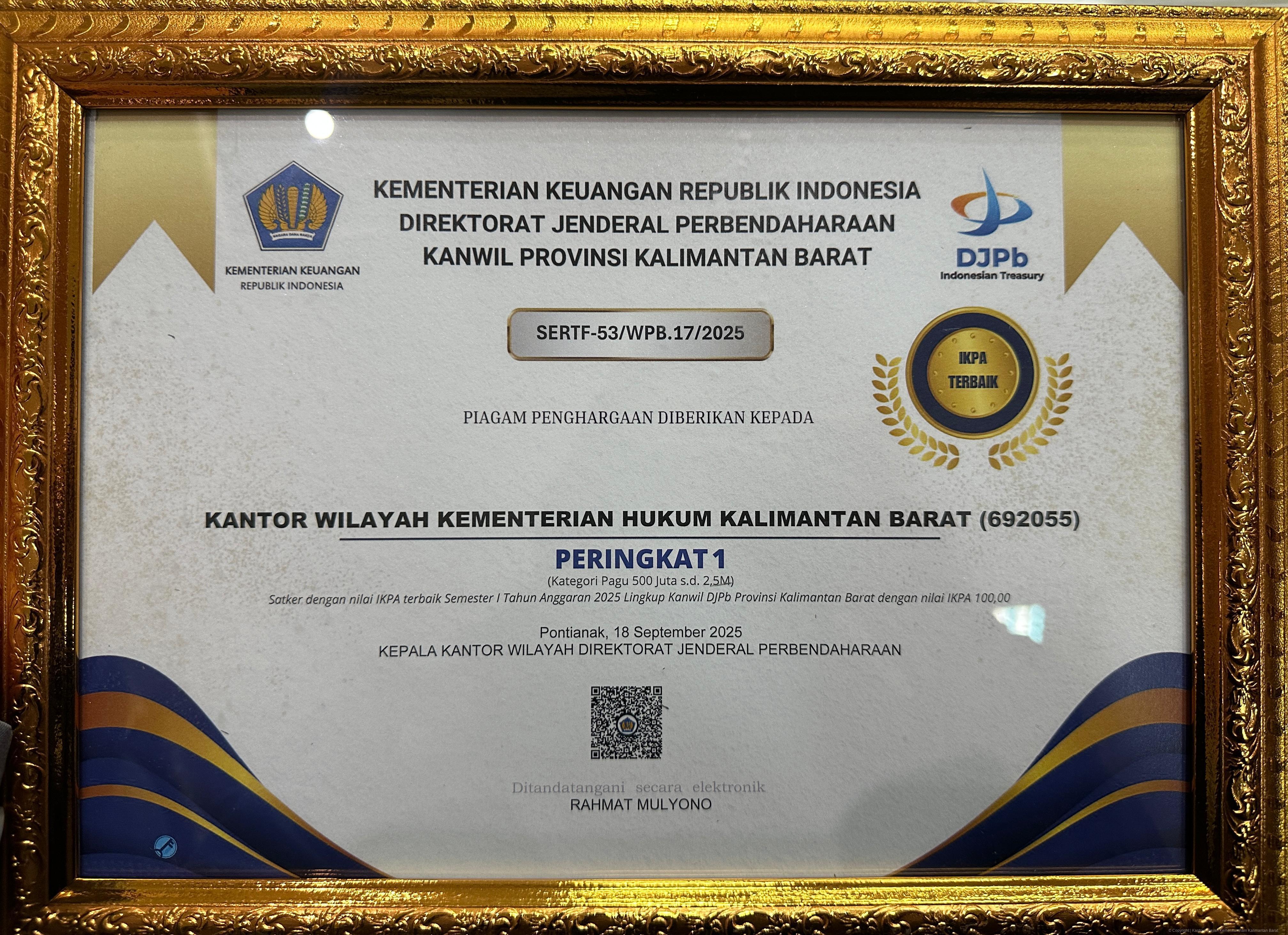 2 IKPA 100 Kemenkum Kallbar